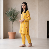 Traditional Mustard Yellow Embroidered 2-Piece Outfit (Stitched)