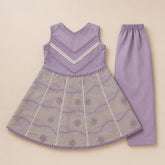 Charming Pastel Purple Chikankari Style 2-Piece Outfit for Girls (Stitched)