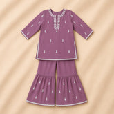 Soft Purple Embroidered 2-Piece Gharara Outfit (Stitched)