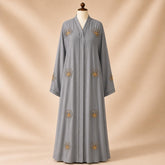 Teal Oasis Floral Beadwork Front-Open Abaya