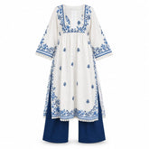 Royal Blue & White Floral Embroidered Lawn 2-Piece Suit