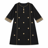 Black dress with Gold Embroidered A-Line Kurti.