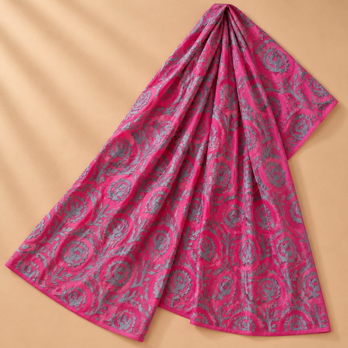 Vibrant Magenta and Mint Ralli-Inspired Appliqué 3-Piece Suit