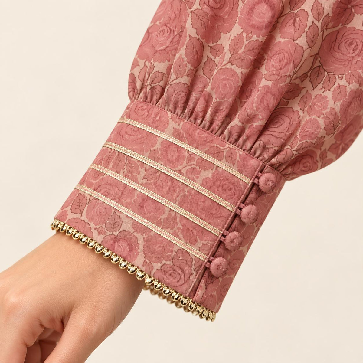 Rose Pink China patti outfit.