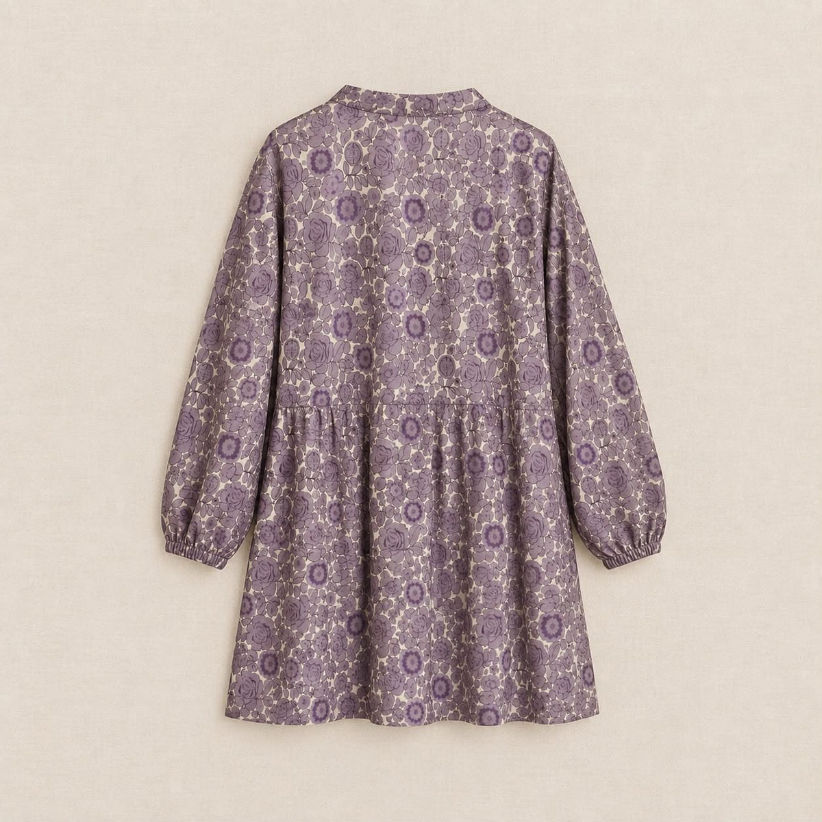 Lavender Floral Printed Co-Ord Set with Elegant  Detail On China Patti Fabric .