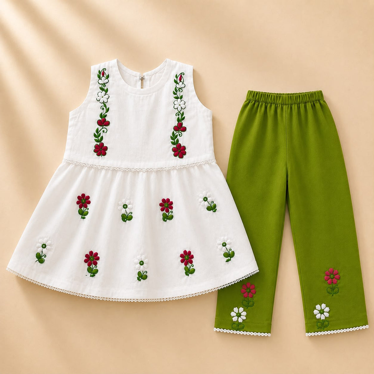 Floral Charm – Embroidered Outfit Set