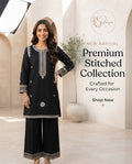 Elegant Black & Silver Embroidered Stitched Collection Outfit