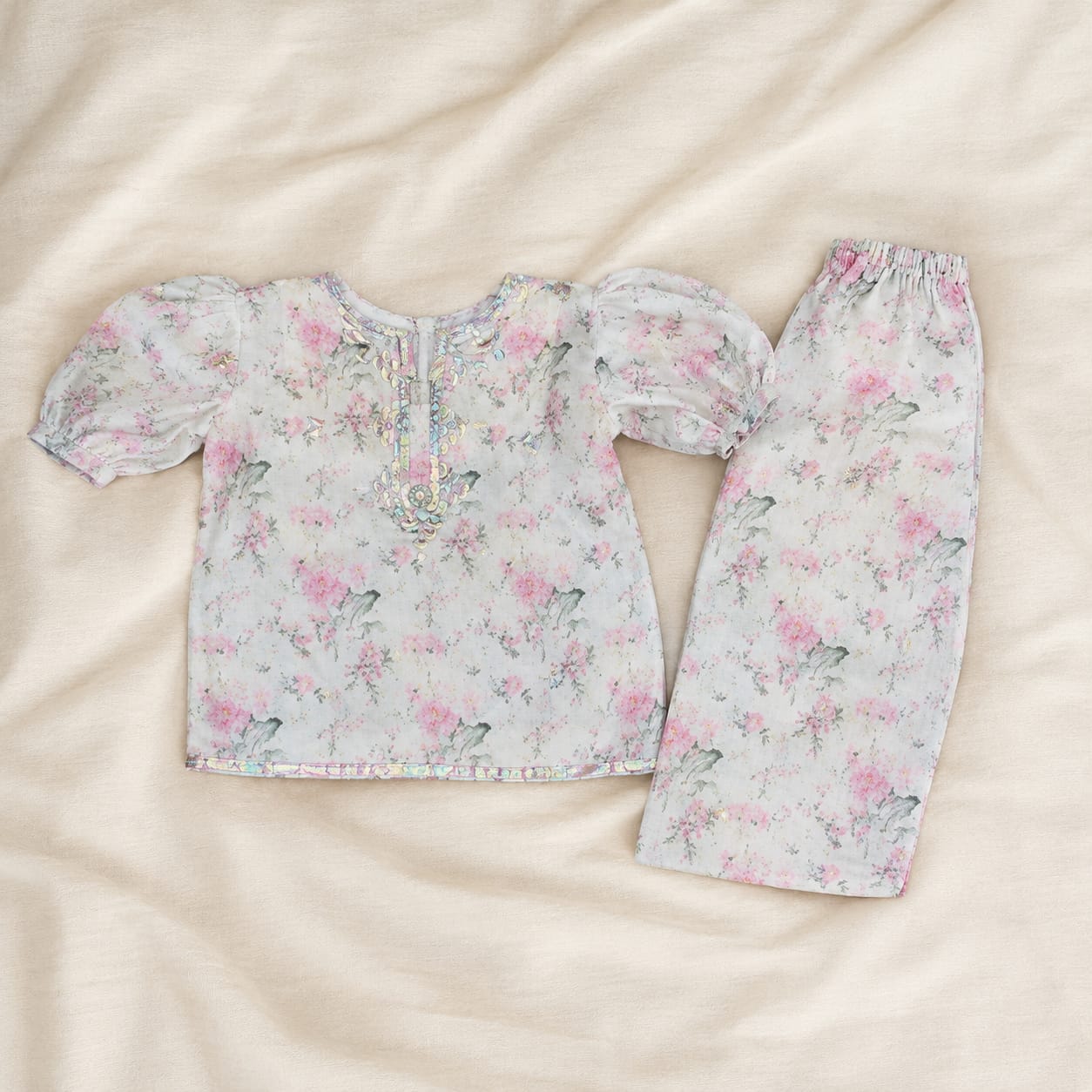 Pretty Floral Printed 2-Piece Outfit for Toddlers &amp; Girls