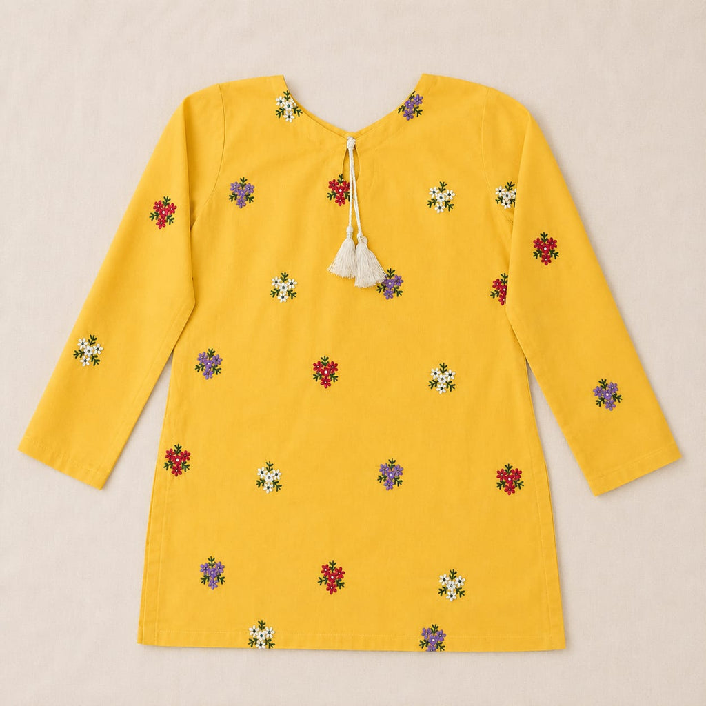 Traditional Mustard Yellow Embroidered 2-Piece Outfit