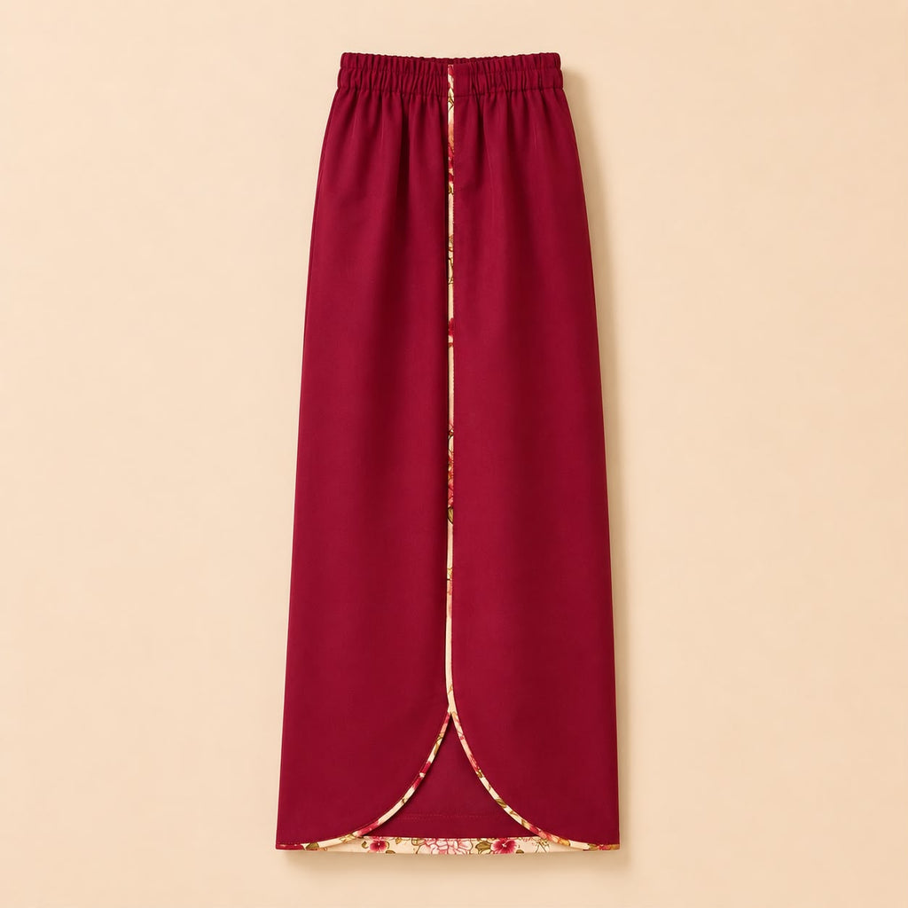 Maroon Floral Printed Sleeveless Kurti & Tulip Trouser Set