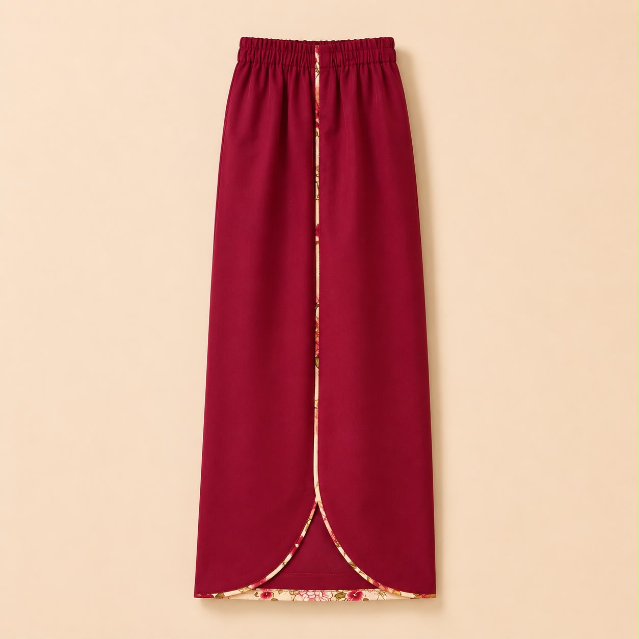 Maroon Floral Printed Sleeveless Kurti & Tulip Trouser Set