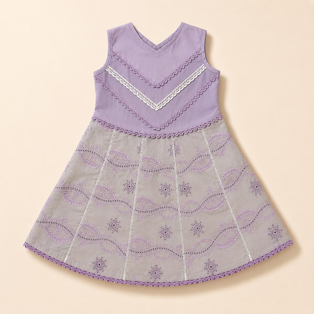 Charming Pastel Purple Chikankari Style 2-Piece Outfit for Girls