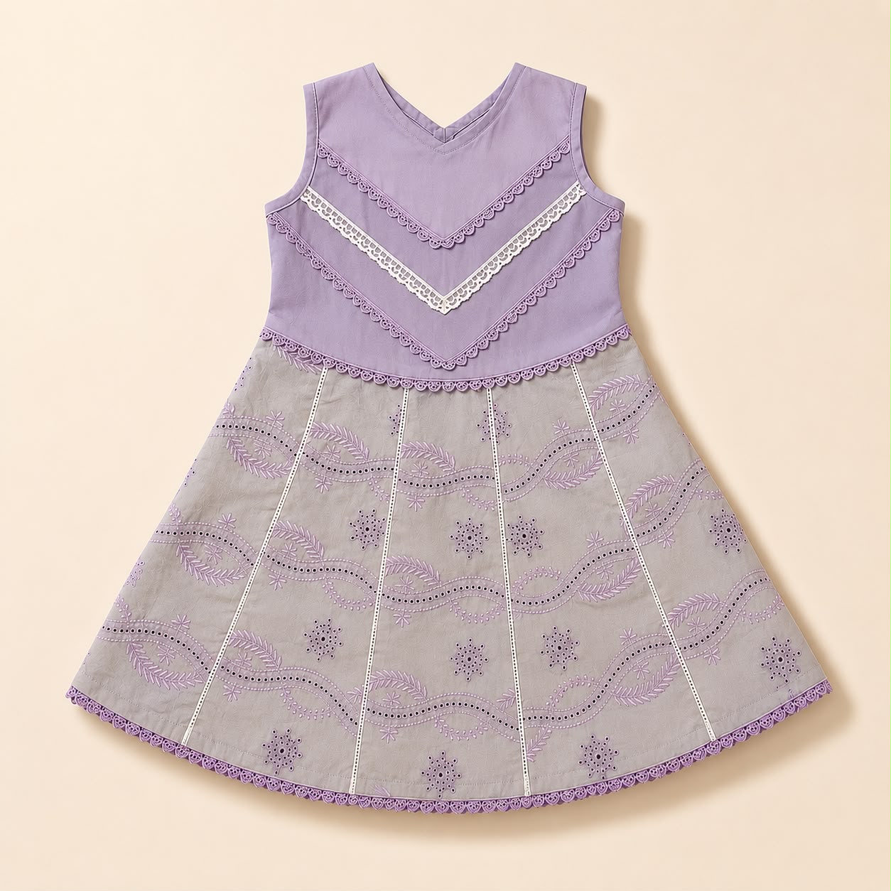 Charming Pastel Purple Chikankari Style 2-Piece Outfit for Girls