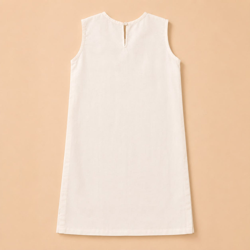 Off-White Bird Embroidered Sleeveless Shirt & Olive Trousers Set