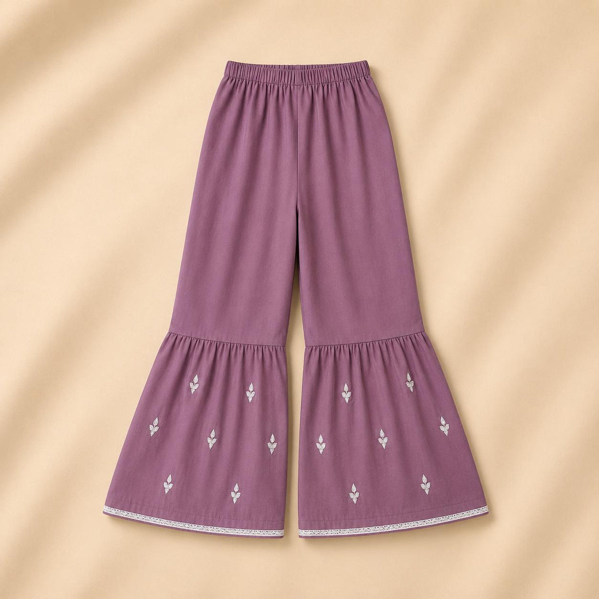 Soft Purple Embroidered 2-Piece Gharara Outfit (Stitched)