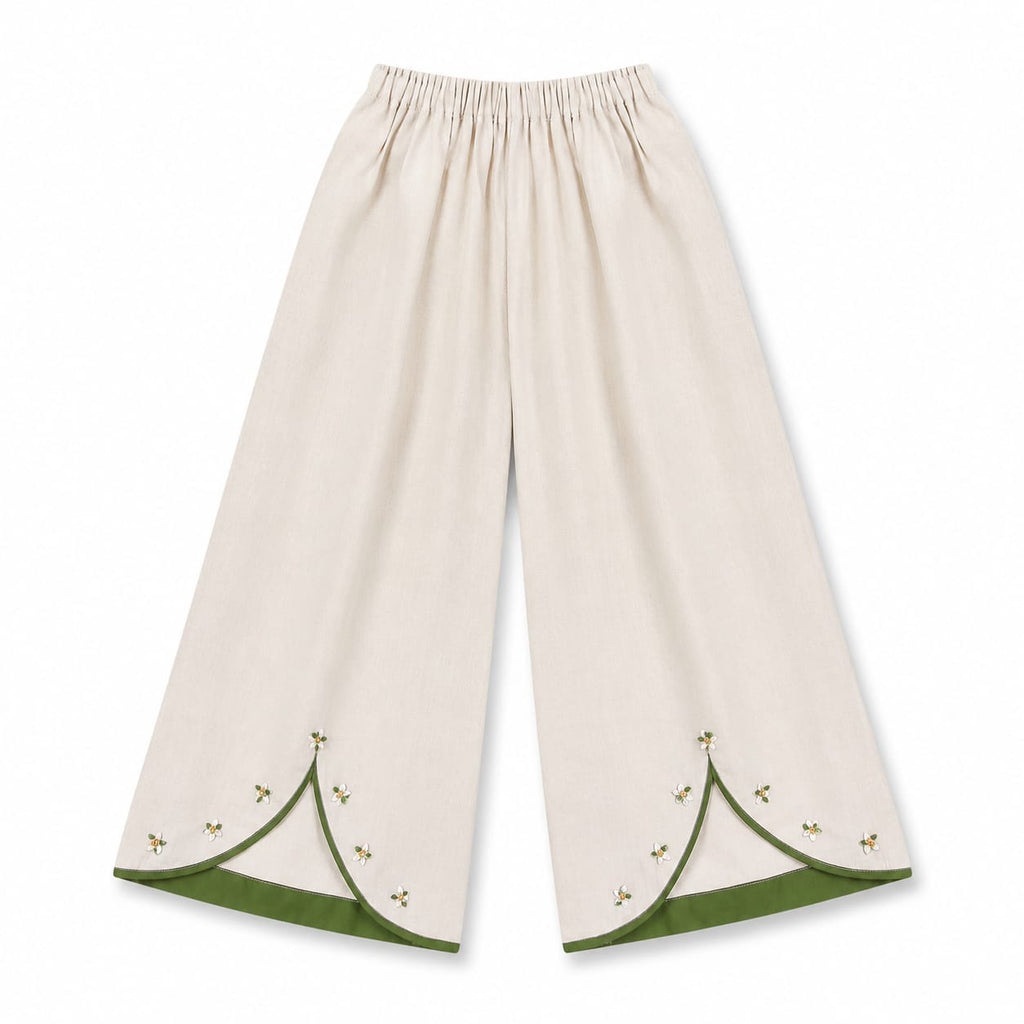 Off-White Floral Print Sleeveless Top with Slit Trousers Set