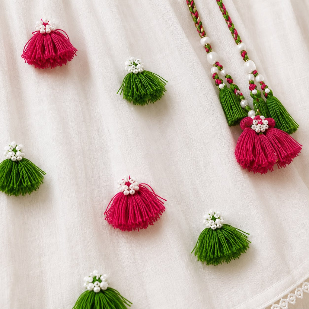 Ivory Garden Tassel Frock For Baby Girl For 14th August .