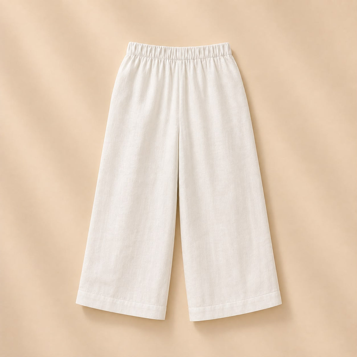 Elegant Off-White Self-Striped Cotton 2-Piece Suit for Girls