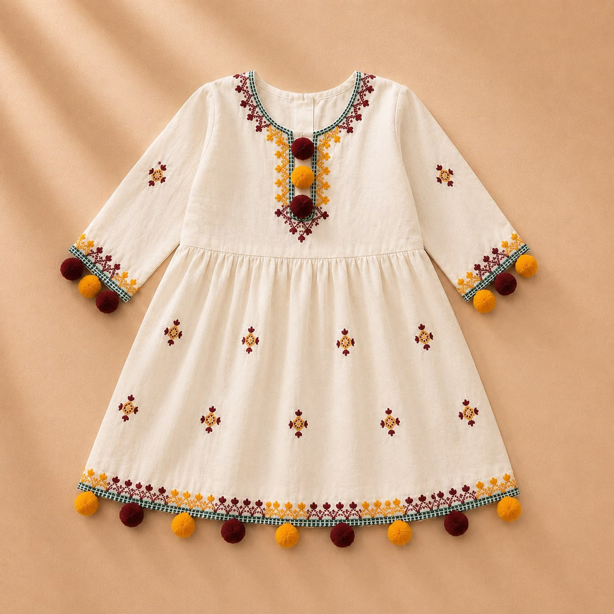 Elegant Floral Embroidered Girls’ Kurta Set