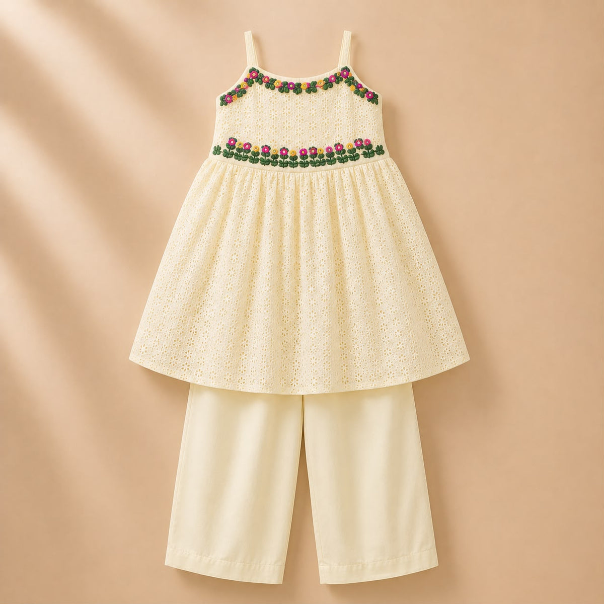 Elegant Bloom – Floral Embroidered Outfit.