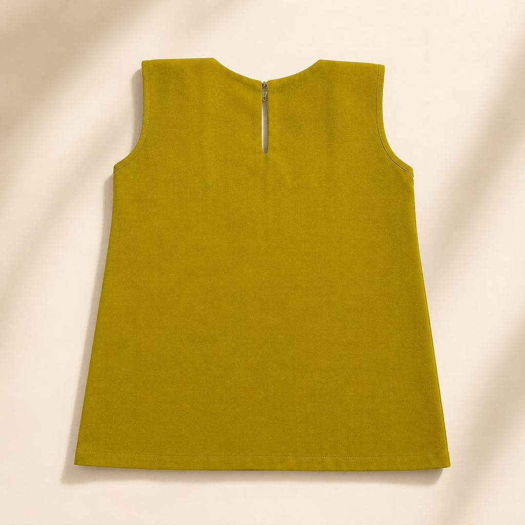 Kids' Olive Green Embroidered 2-Piece Lawn Kurti Set