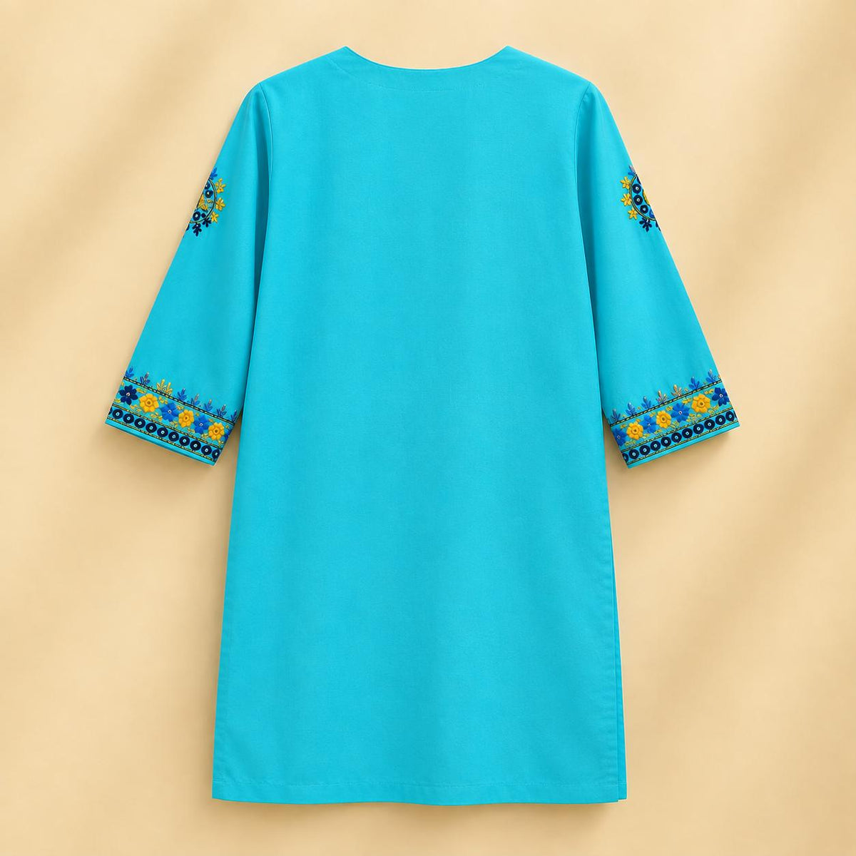 Elegant Turquoise Embroidered Kurta Trouser Set