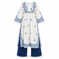 Royal Blue & White Floral Embroidered Lawn 2-Piece Suit