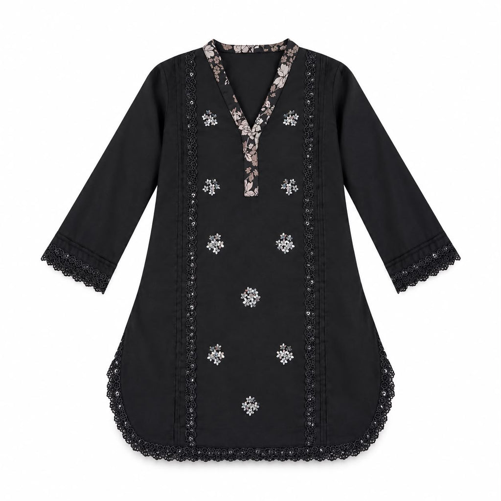 Elegant Black Floral Flare Co-Ord Set.