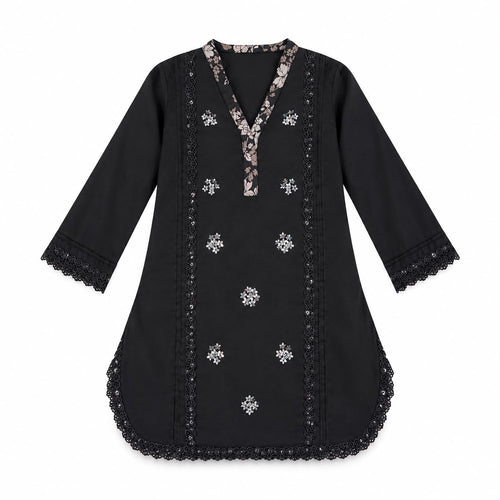 Elegant Black Floral Flare Co-Ord Set.