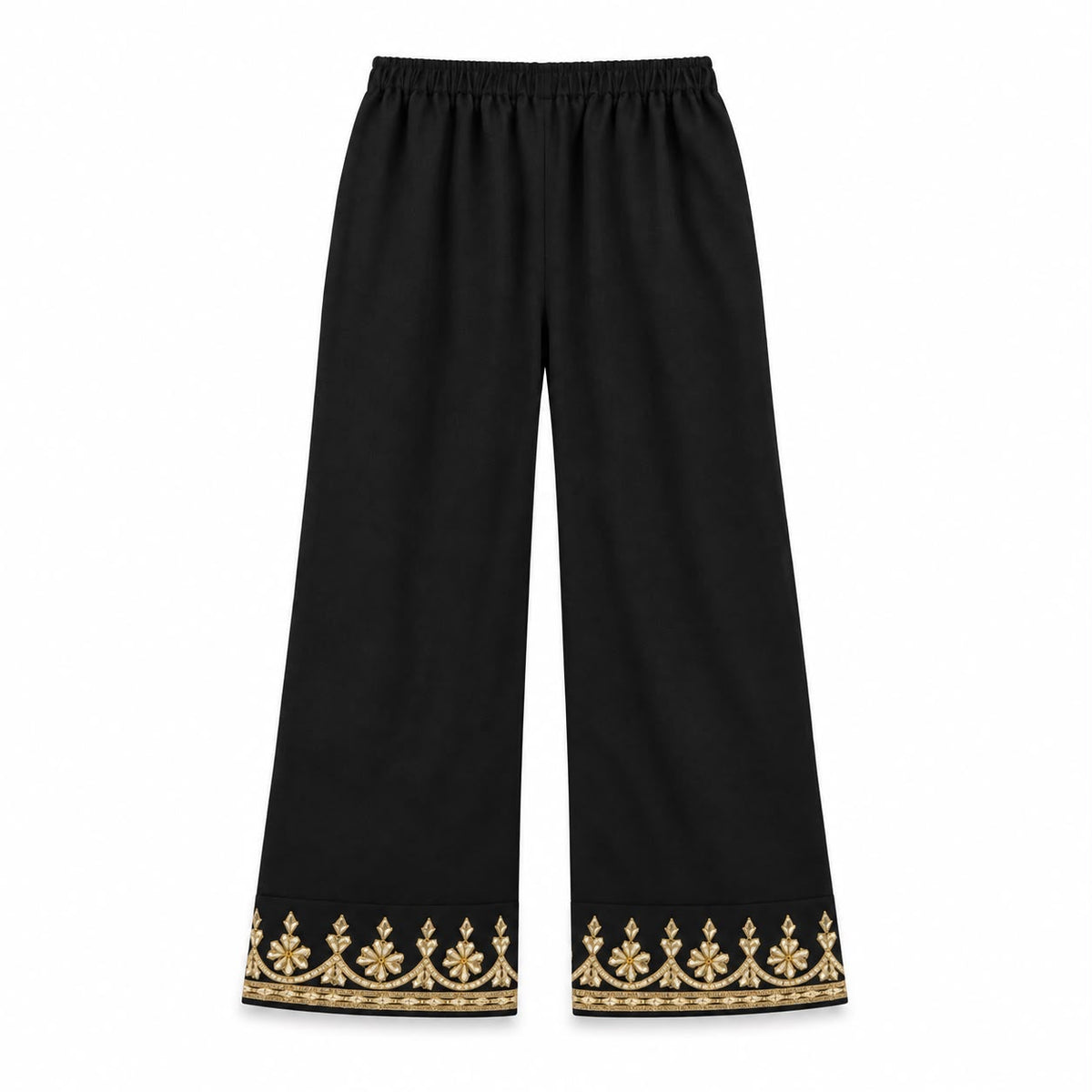Black dress with  Gold Embroidered A-Line Kurti.