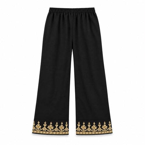 Black dress with  Gold Embroidered A-Line Kurti.