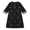 Black dress with  Gold Embroidered A-Line Kurti.