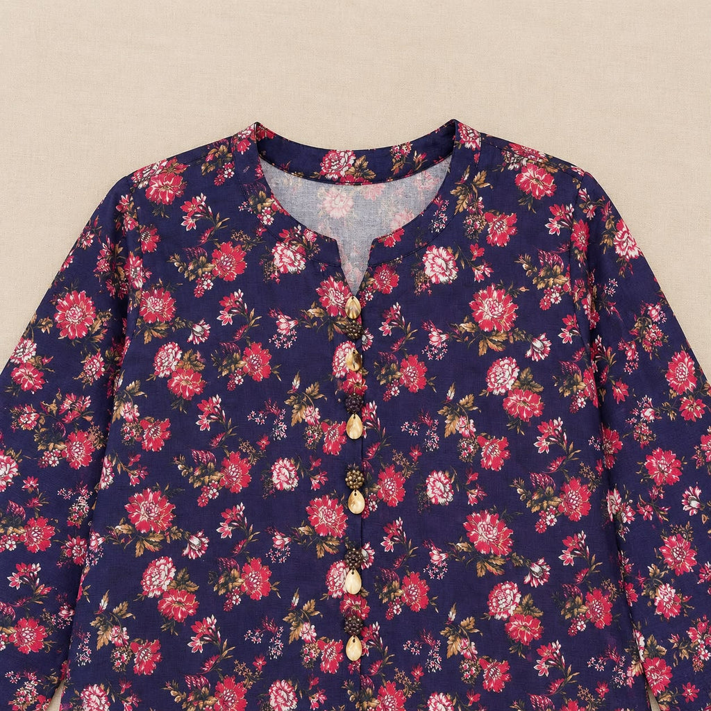 Floral Printed khaddar outfit with Embroidered Border.