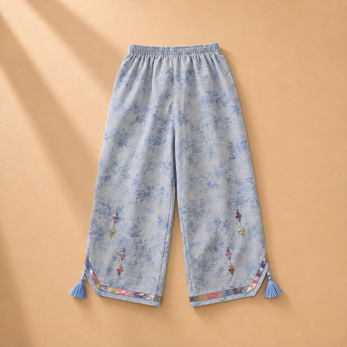 Pastel Blue Floral Embroidered Outfit.