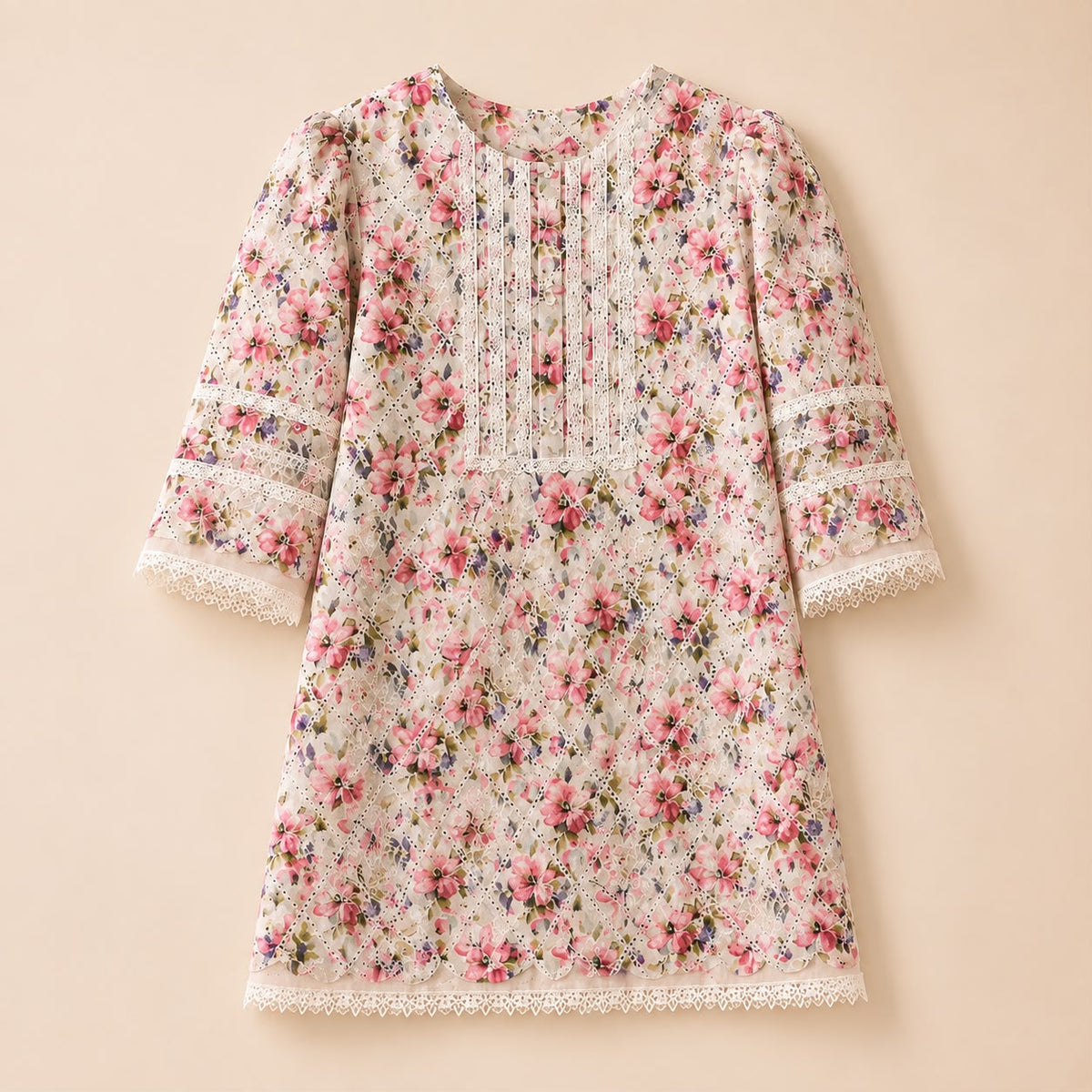 Pink Floral Lace  Outfit.