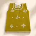 Kids' Olive Green Embroidered 2-Piece Lawn Kurti Set