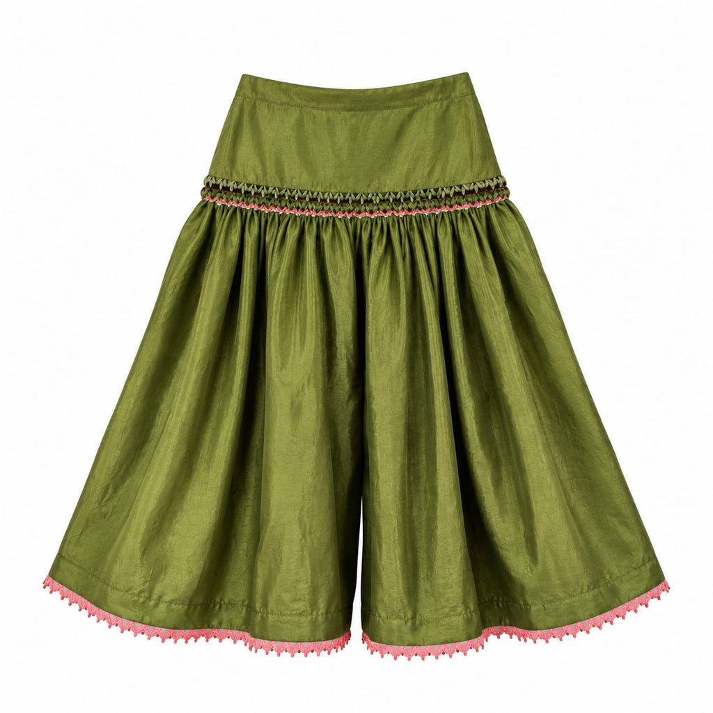 Peach Butterfly Embroidered Kurta with Olive Frill Garara Set.