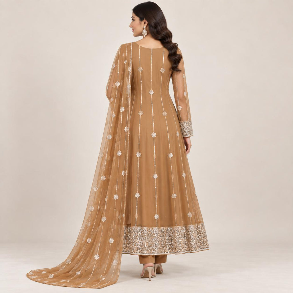Maroon Royalty — Embroidered Gown with Dupatta.