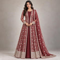 Maroon Majesty – Embroidered Bridal Gown with Dupatta.